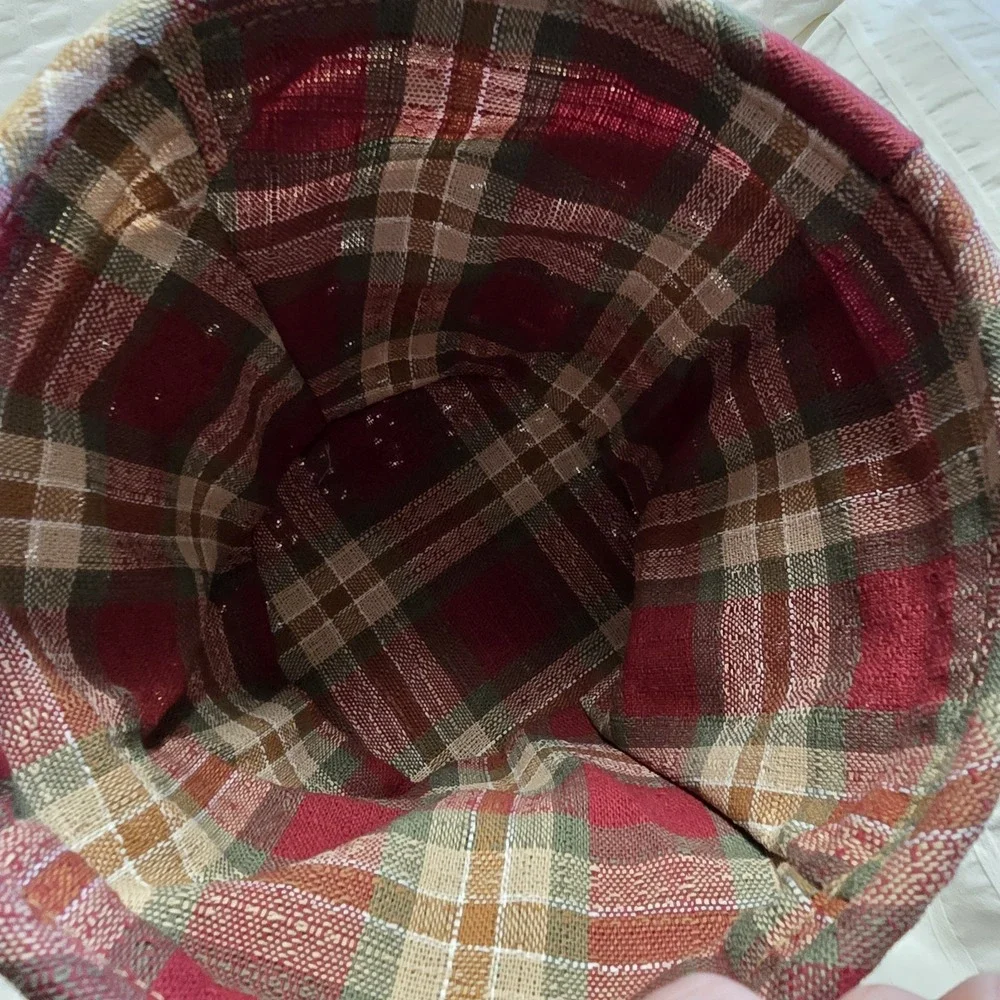 Longaberger Bouquet Basket 2003 OPP ORCHARD‎ PARK PLAID Liner Protector